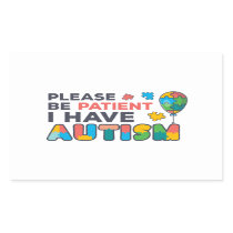 Please Be Patient I Have Autism Multicolor Puzzles Rectangular Sticker