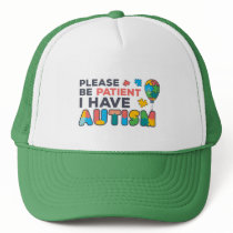 Please Be Patient I Have Autism Multicolor Puzzles Trucker Hat
