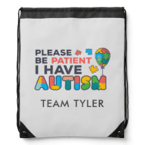 Please Be Patient I Have Autism Puzzles Balloon Drawstring Bag