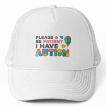 Please Be Patient I Have Autism Puzzles Trucker Hat