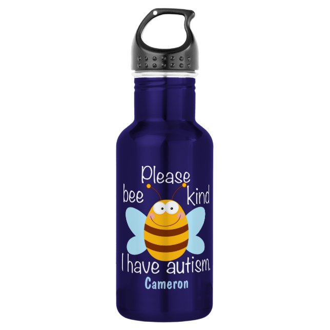 Please Bee Kind I Have Autism Stainless Steel Water Bottle (Front)