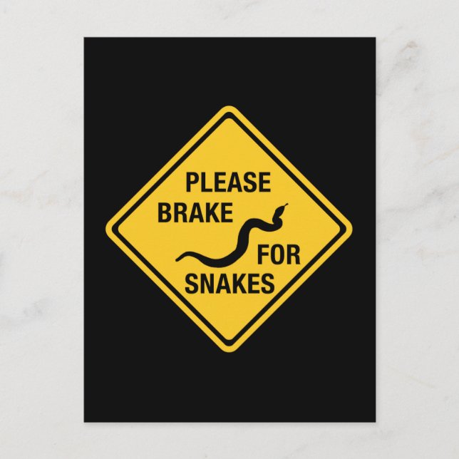 Please Brake For Snakes, Traffic Sign, Canada Postcard (Front)