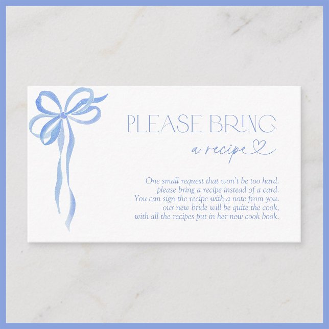 Please Bring A Recipe Blue Bow Enclosure Card (Creator Uploaded)