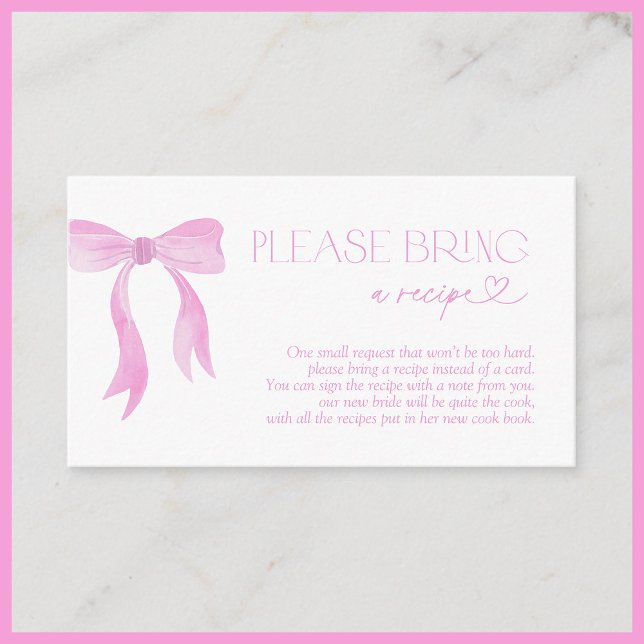 Please Bring A Recipe Pink Bow Enclosure Card (Creator Uploaded)