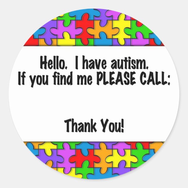 Please Call Autism ID Tag (Front)
