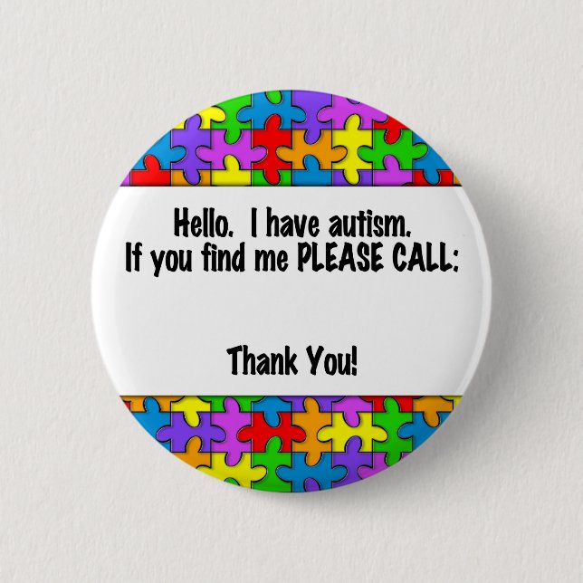 Please Call Autism ID Tag Button (Front)