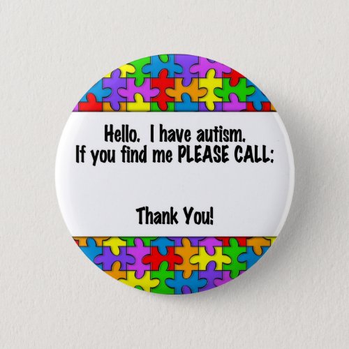 Please Call Autism ID Tag Button
