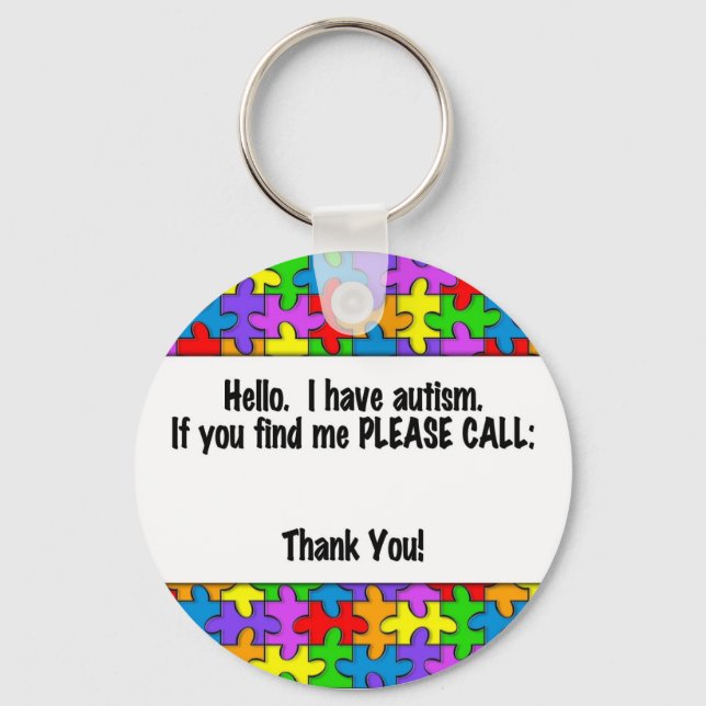 Please Call Autism ID Tag Keychain (Front)