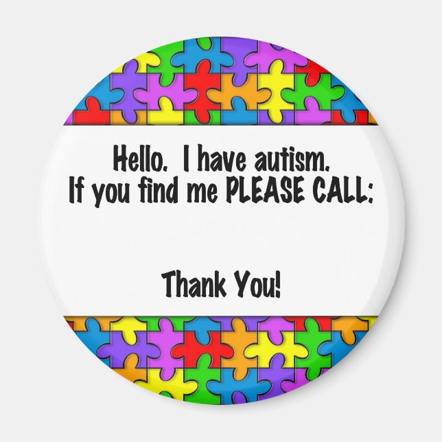 Please Call Autism ID Tag Magnet (Front)