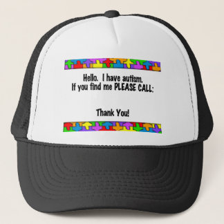 Please Call Autism ID Tag Trucker Hat