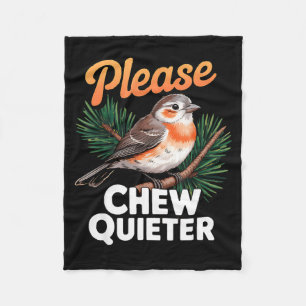 Please Chew Quieter Vintage Bird Groovy Design  Fleece Blanket