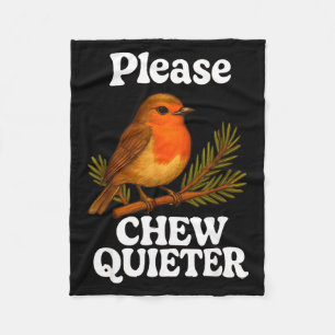 Please Chew Quieter Vintage Bird Groovy Design  Fleece Blanket