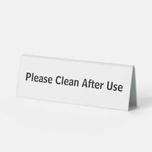 Please Clean After Use White Table Tent