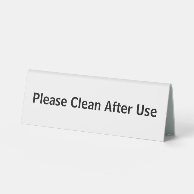 Please Clean After Use White Table Tent (Front)