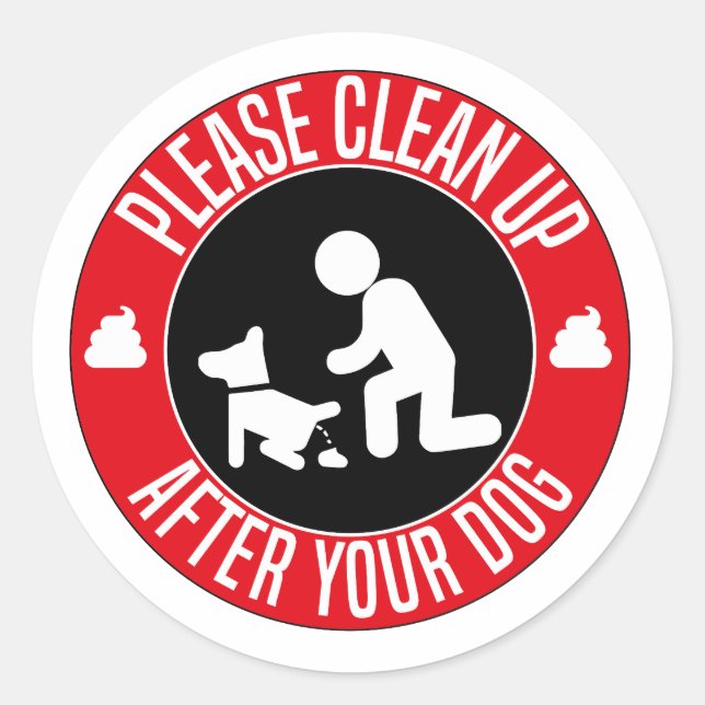 please clean after your dog classic round sticker (Front)