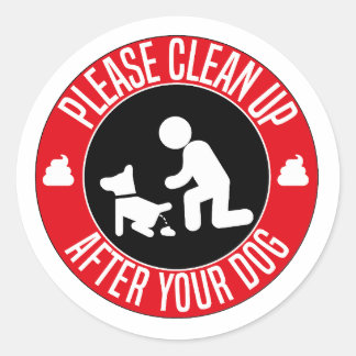 please clean after your dog classic round sticker