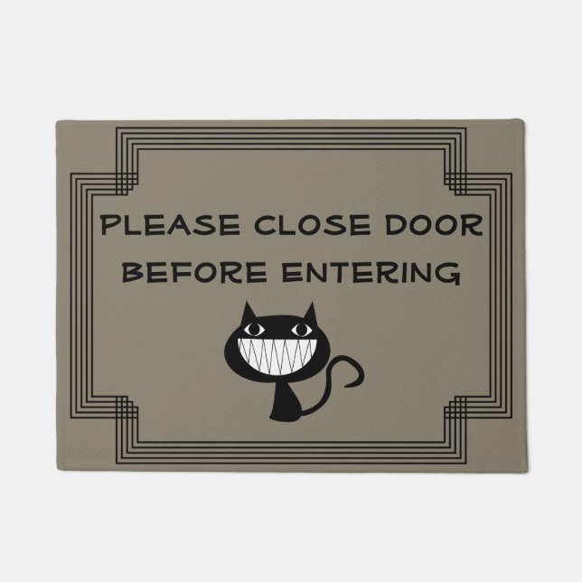 Please Close Door Before Entering Smiling Cat Doormat (Front)