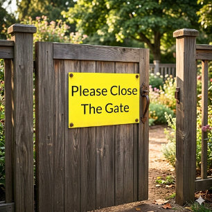 Please Close The Gate Yellow Sign