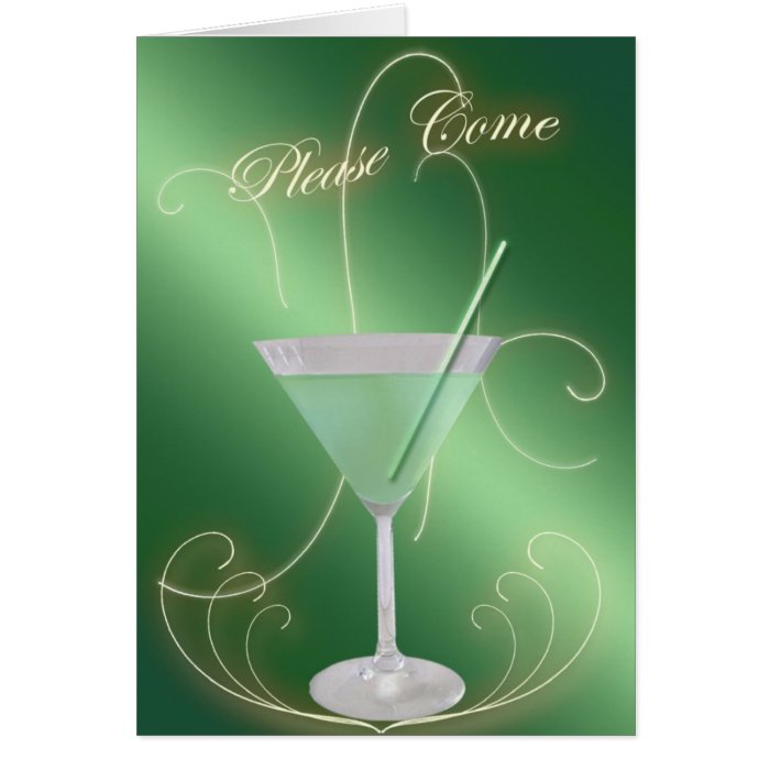 Please Come Green Martini Invitation Cards