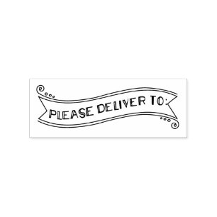 Please Deliver To Banner Envelope Mail Art Rubber Stamp