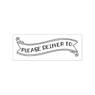 Please Deliver To Banner Envelope Mail Art Rubber Stamp