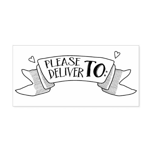 Please Deliver To Envelope Art Banner Rubber Stamp