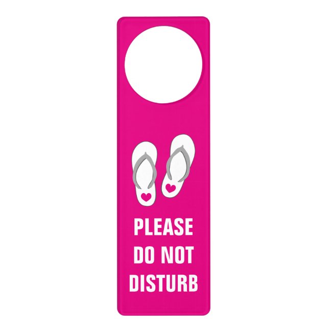 Please Do not disturb cute pink beach sandals Door Hanger (Front)