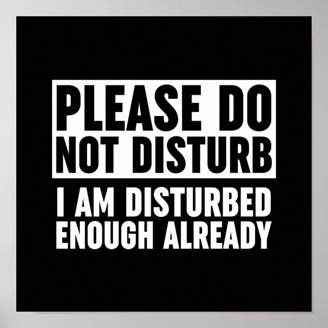 Please Do Not Disturb I Am Disturbed Enough Poster (Front)
