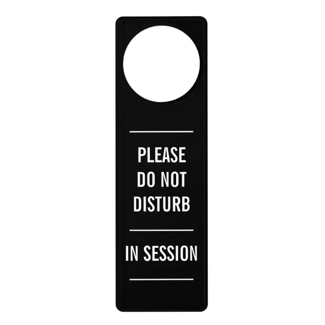 Please do not disturb in session custom text black door hanger | Zazzle