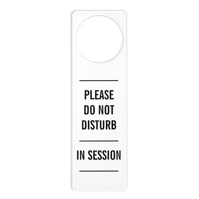 Please do not disturb in session custom text white door hanger (Front)
