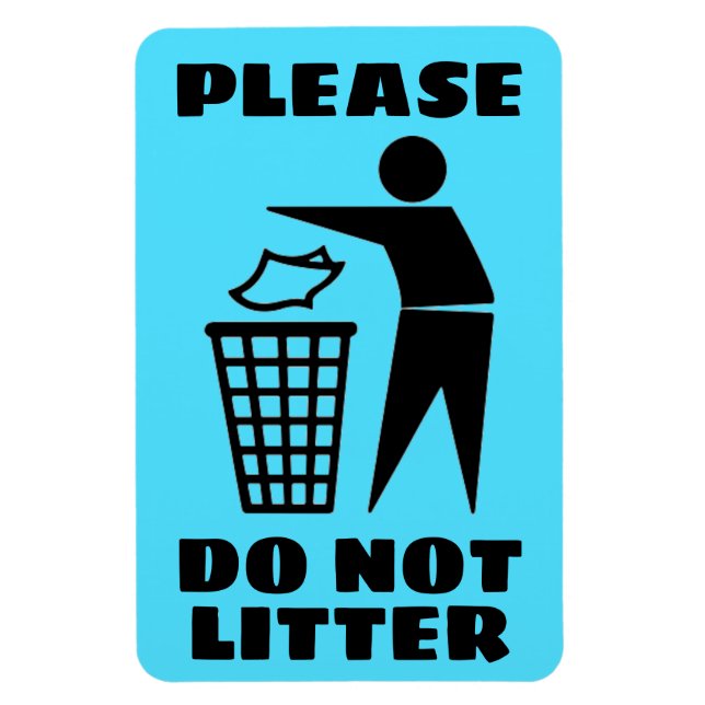 Please Do Not Litter Black and Blue Customized Magnet (Vertical)