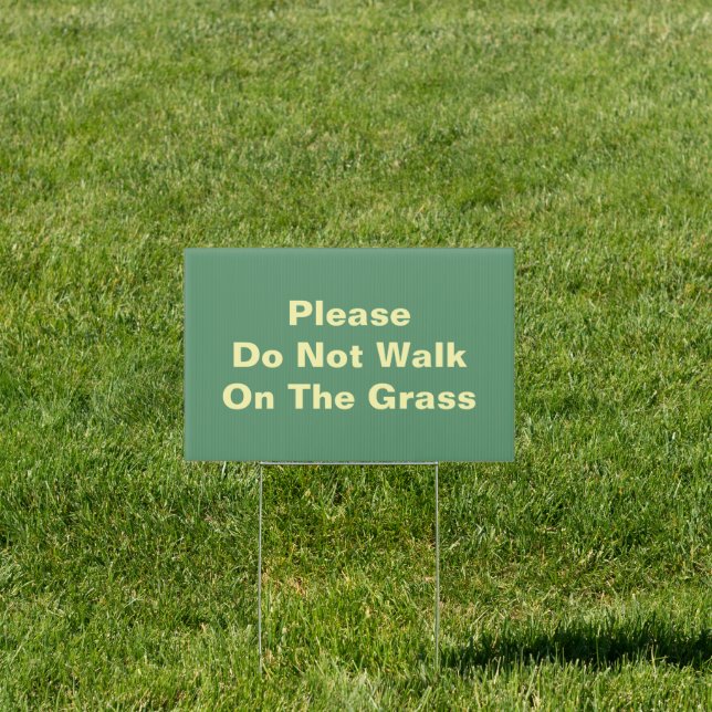 Please Do Not Walk On The Grass Green Sign (Insitu)