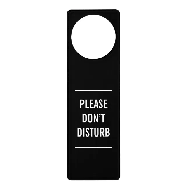 Please don’t disturb custom text modern black door hanger | Zazzle