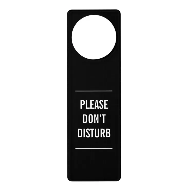 Please don’t disturb custom text modern black door hanger | Zazzle