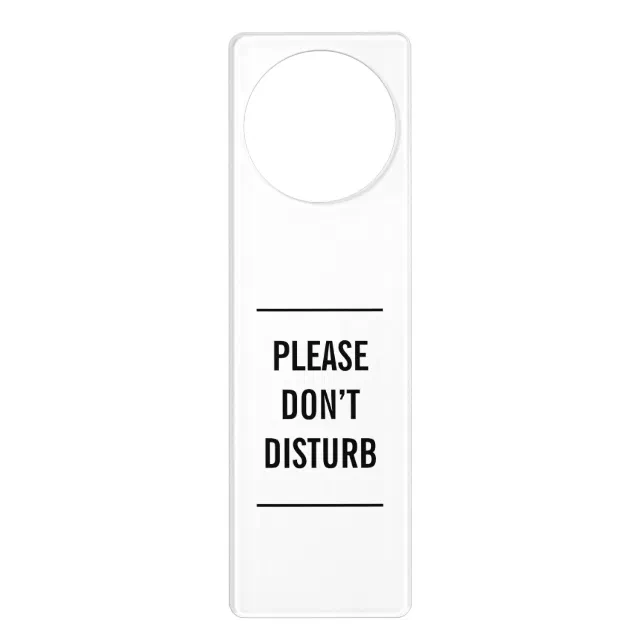 Please don’t disturb custom text modern white door hanger | Zazzle