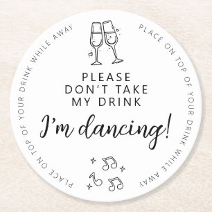 Please Don’t Take My Drink Minimal Elegant Modern Round Paper Coaster