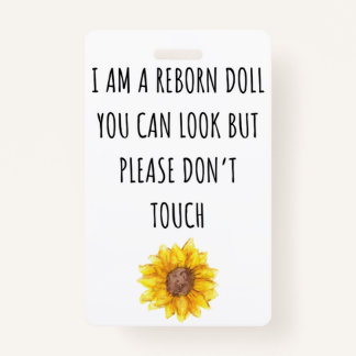 Please Don’t Touch Reborn Doll Car Seat Tag Badge