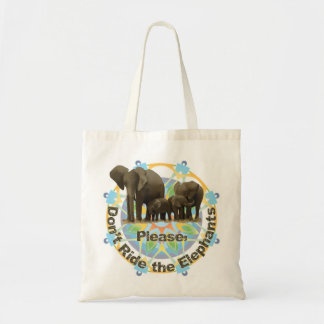 "Please don't ride the elephants" tote bag