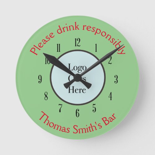 Please Drink Responsibly Customizable Logo Large C Round Clock