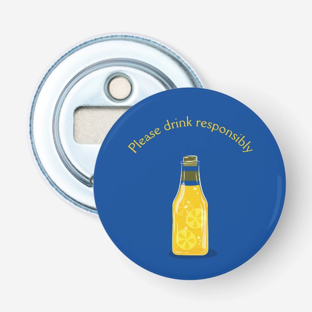 Please Drink Responsibly Open Home Classic Round Bottle Opener (Front)