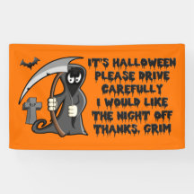 Please Drive Carefully Halloween Orange Banner