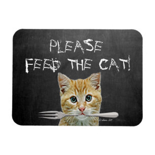 Please Feed The Cat Funny Cat Magnet