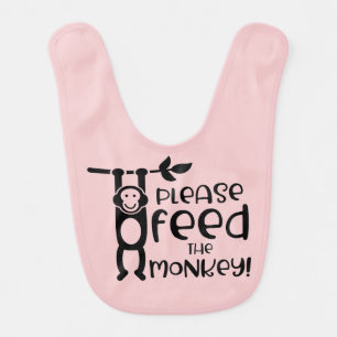 Please Feed The Monkey Cute Funny Baby Bib