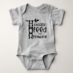 Please Feed The Monkey Cute Funny Baby Bodysuit