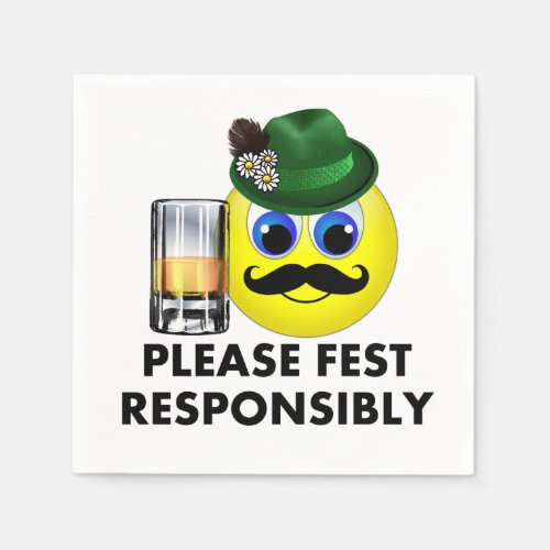 Please Fest Responsibly Oktoberfest Emoji Napkins