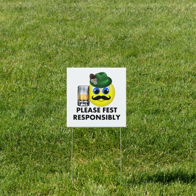 Please Fest Responsibly Oktoberfest Emoji Sign (Insitu)