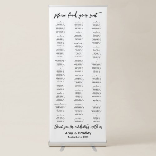 Please Find Your Seat 170 Guests Seating Chart Retractable Banner