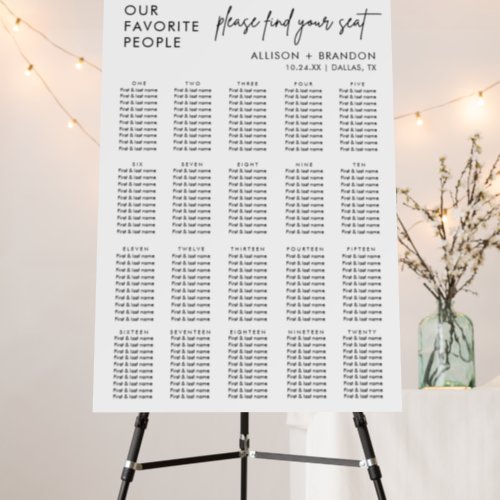 Please Find Your Seat 20 Tables Seating Chart Foam Board