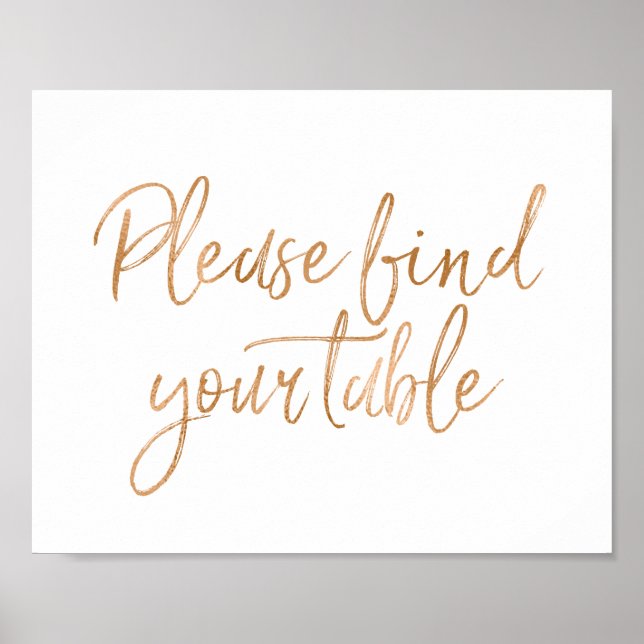 Please Find Your Seat 8x10 Rose Gold Wedding Poster (Front)