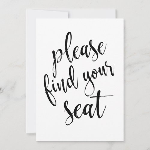 Please Find Your Seat Affordable Calligraphy Sign Invitation